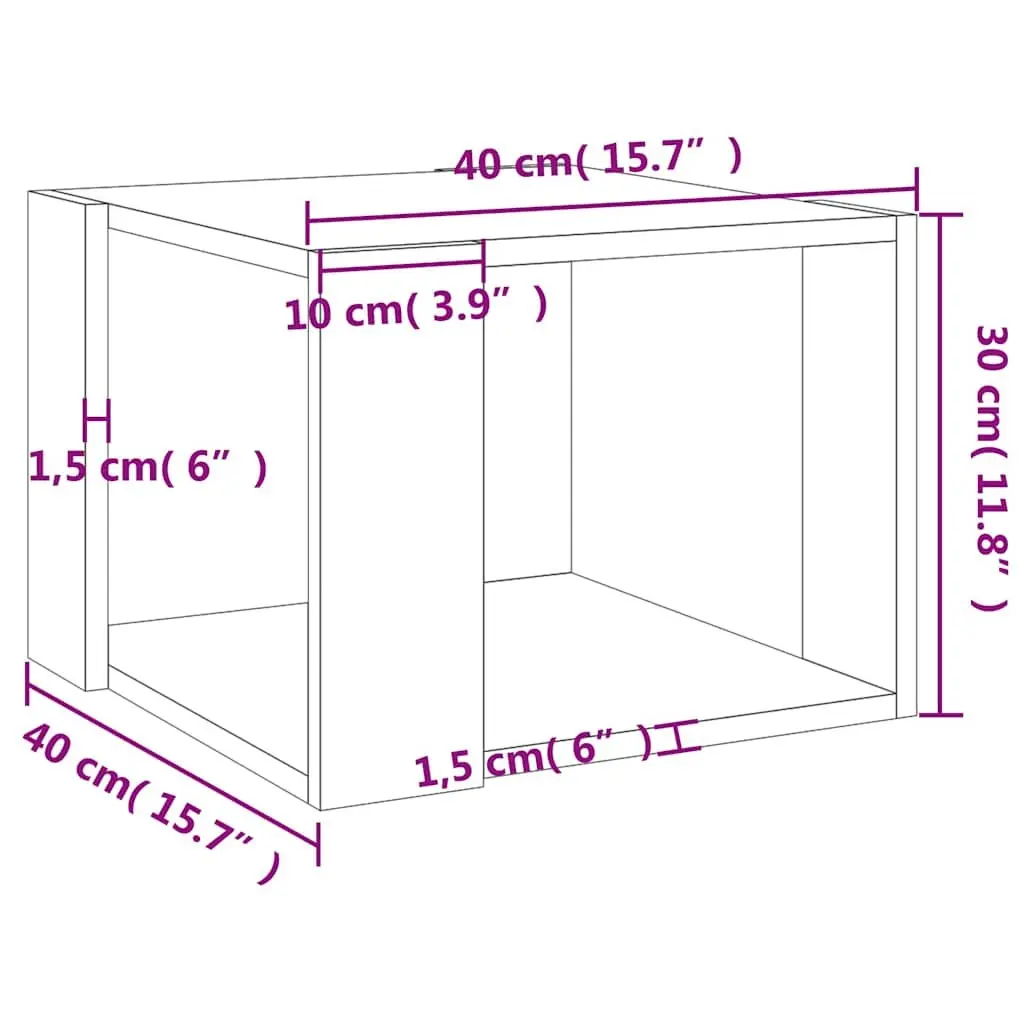 Coffee Table Engineered Wood Storage Shelf Brown 40x40x30cm
