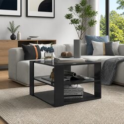 Coffee Table Grey 60x60x40 cm Modern Design Storage Shelf Living Room Furniture