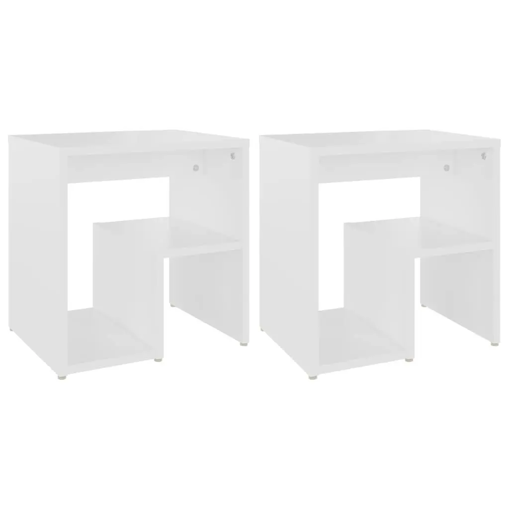 Nightstand Cabinet Set Engineered Wood White 40x30x40cm Pair