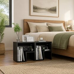 Bedside Table 2 pc High Gloss Grey 40x30x40 cm Engineered Wood Nightstand