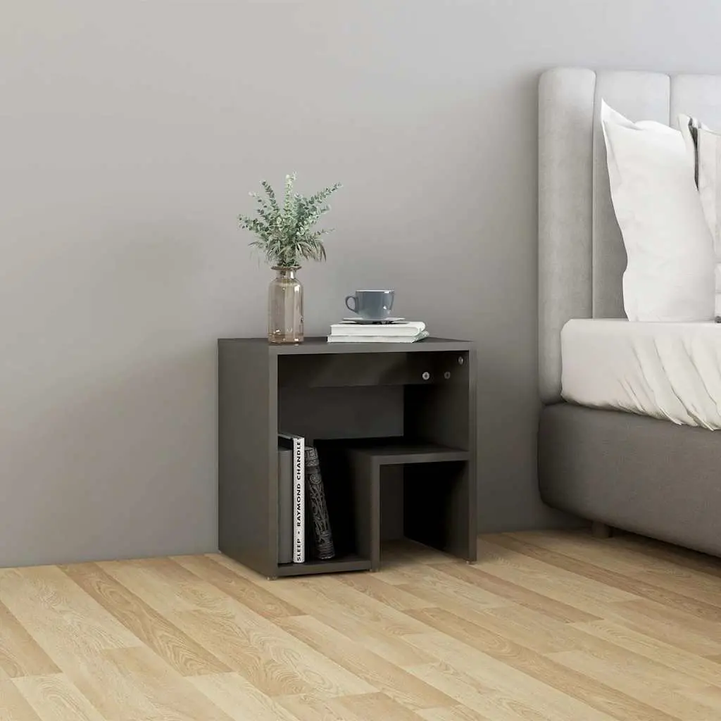 Bedside Tables High Gloss Engineered Wood 40 x 30 x 40 cm Grey 2 Piece