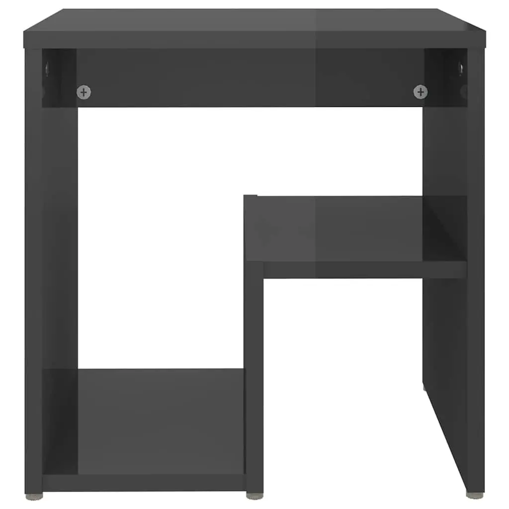 Bedside Tables High Gloss Engineered Wood 40 x 30 x 40 cm Grey 2 Piece