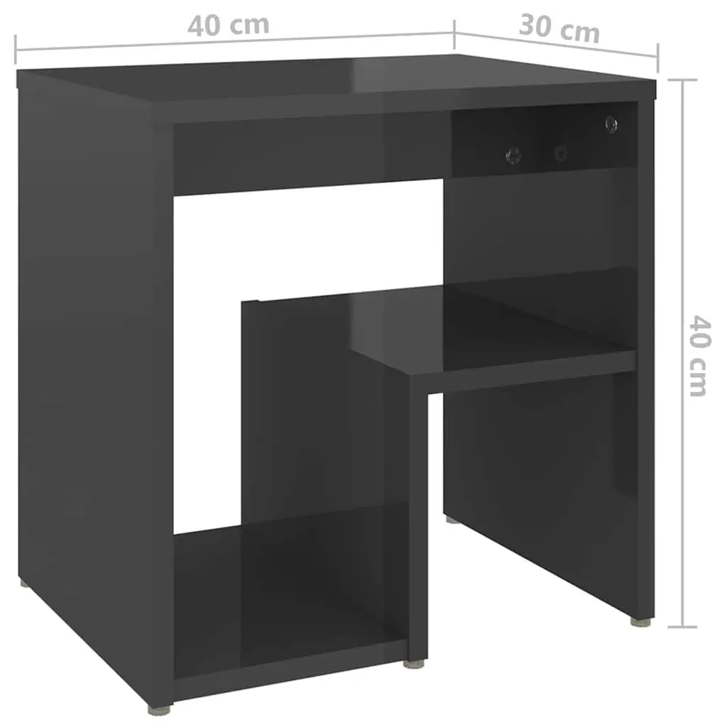 Bedside Tables High Gloss Engineered Wood 40 x 30 x 40 cm Grey 2 Piece