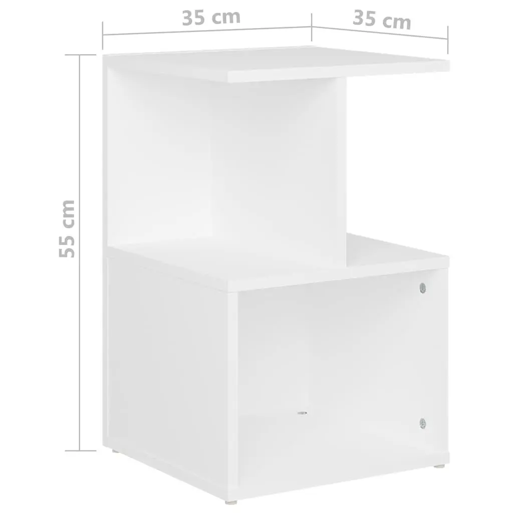 Bedside Cabinet White Open Compartments Nightstand Bedroom Storage Table