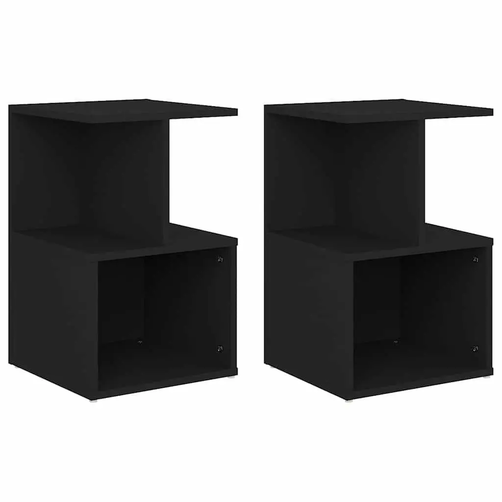 Bedside Cabinets Engineered Wood 35x35x55 cm Black 2 pcs