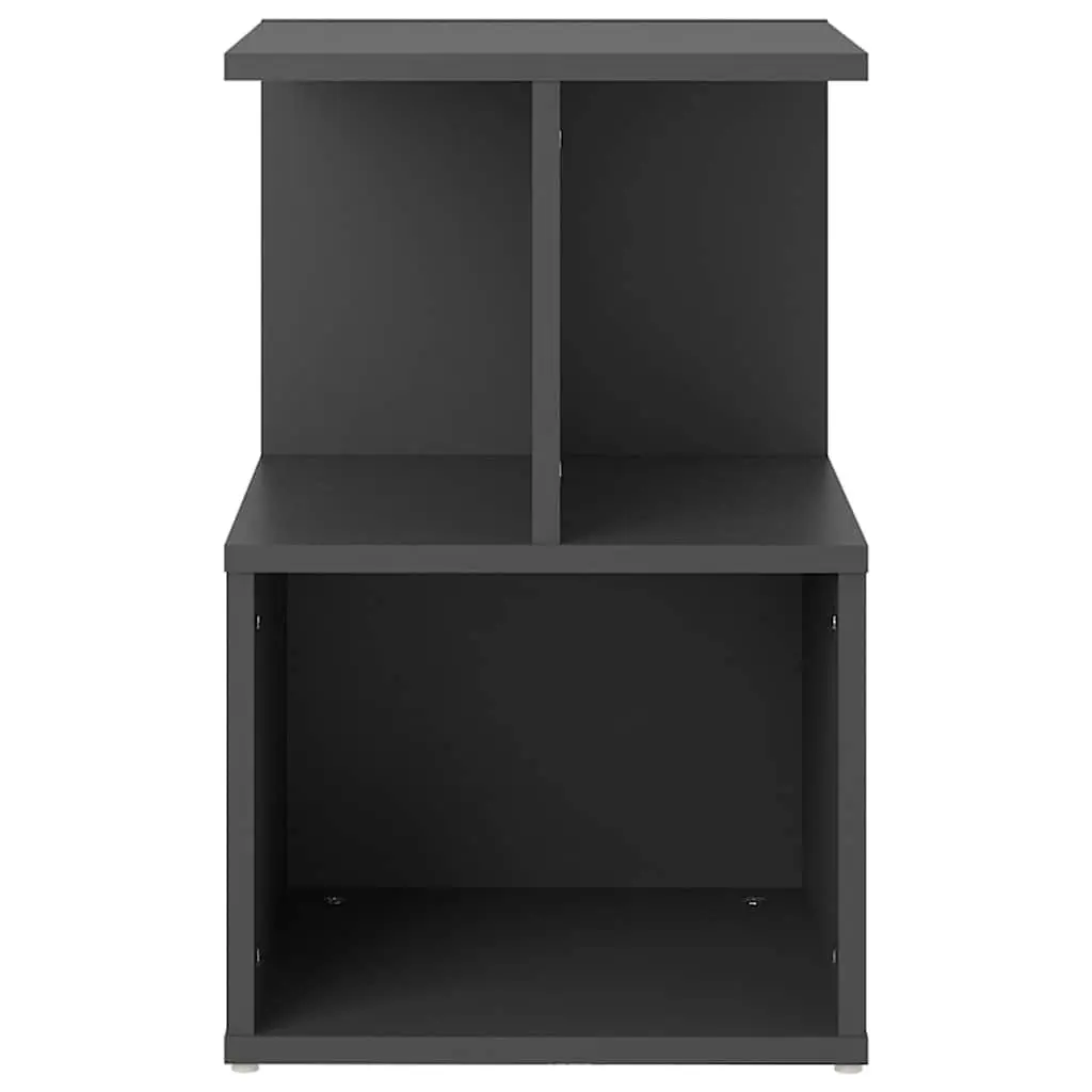 Bedside Cabinet Set 2 pcs Grey Open Compartments Storage Nightstand Furniture