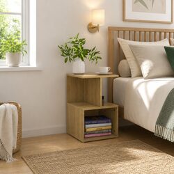 Bedside Cabinet Set 2 pcs Brown Engineered Wood Nightstand Storage Open Shelves