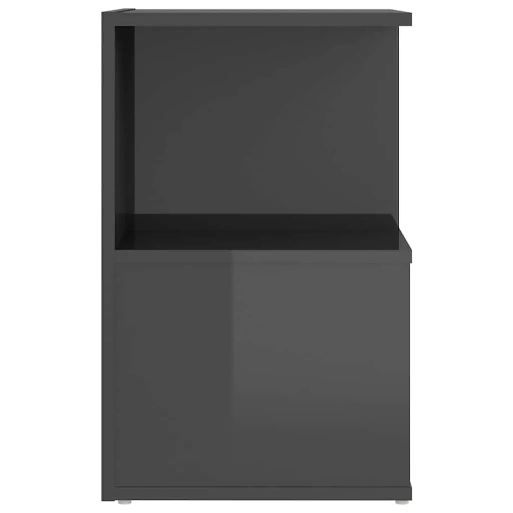 Bedside Cabinets Engineered Wood 35 x 35 x 55 cm High Gloss Grey 2 pcs