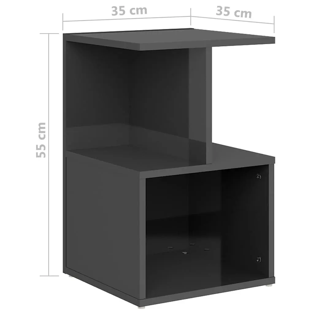 Bedside Cabinets Engineered Wood 35 x 35 x 55 cm High Gloss Grey 2 pcs
