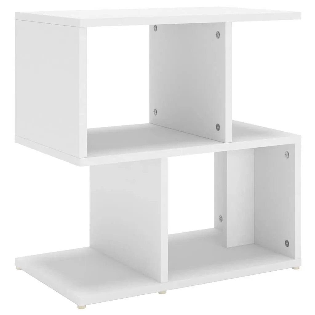 Bedside Cabinet Engineered Wood 50W x 30D x 51.5H cm White Open Compartments Storage Nightstand