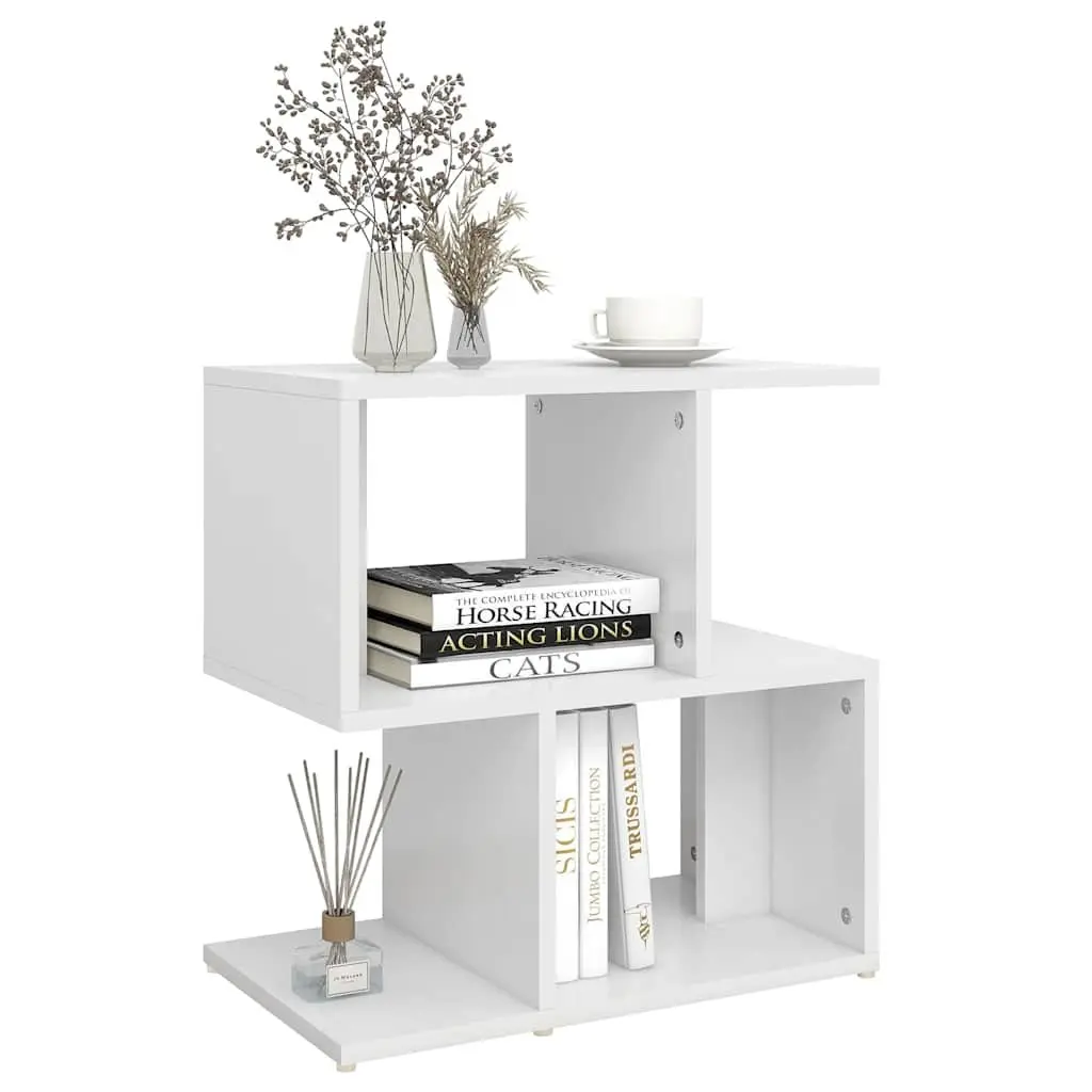 Bedside Cabinet Set 2 Piece Engineered Wood Open Compartment Storage White Nightstand Table