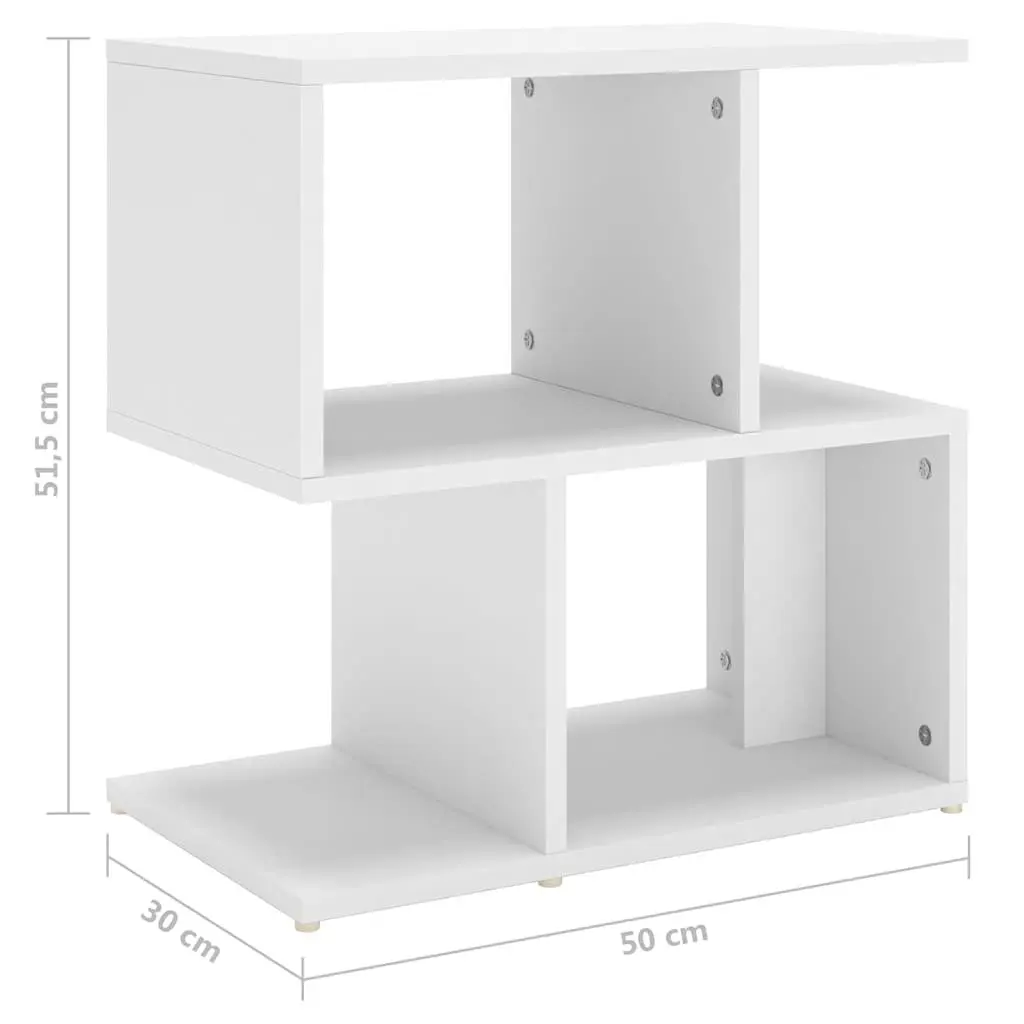 Bedside Cabinet Set 2 Piece Engineered Wood Open Compartment Storage White Nightstand Table