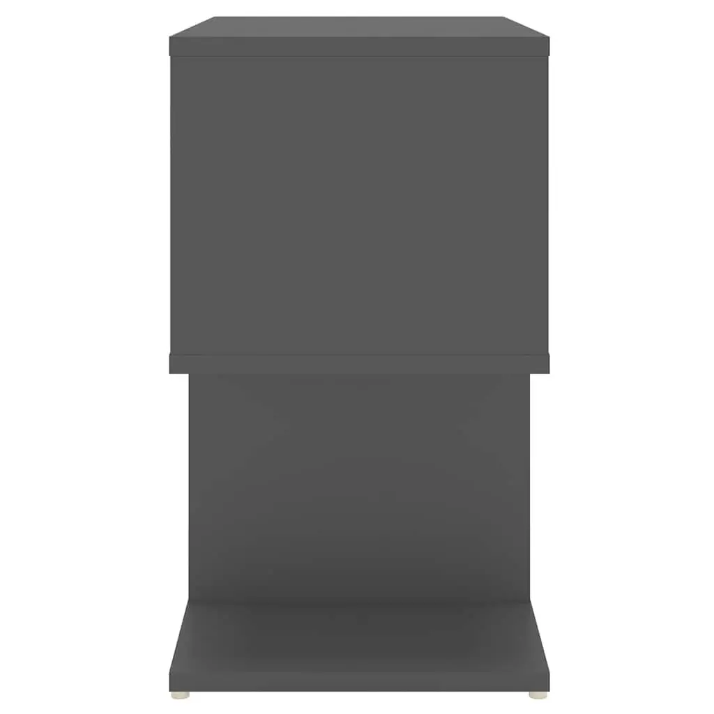 Grey Bedside Cabinet Set Engineered Wood 50Wx30Dx51.5H cm Open Compartments Storage 2 Pieces