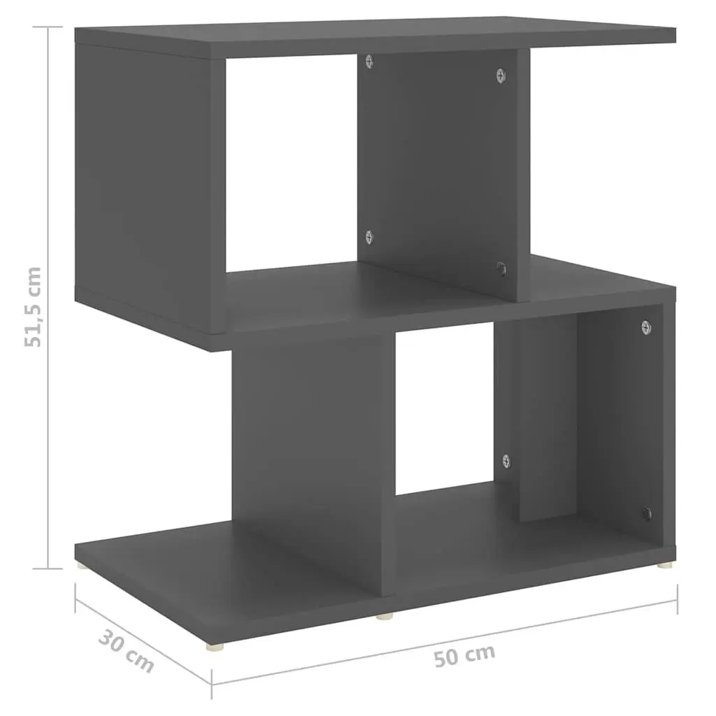 Grey Bedside Cabinet Set Engineered Wood 50Wx30Dx51.5H cm Open Compartments Storage 2 Pieces