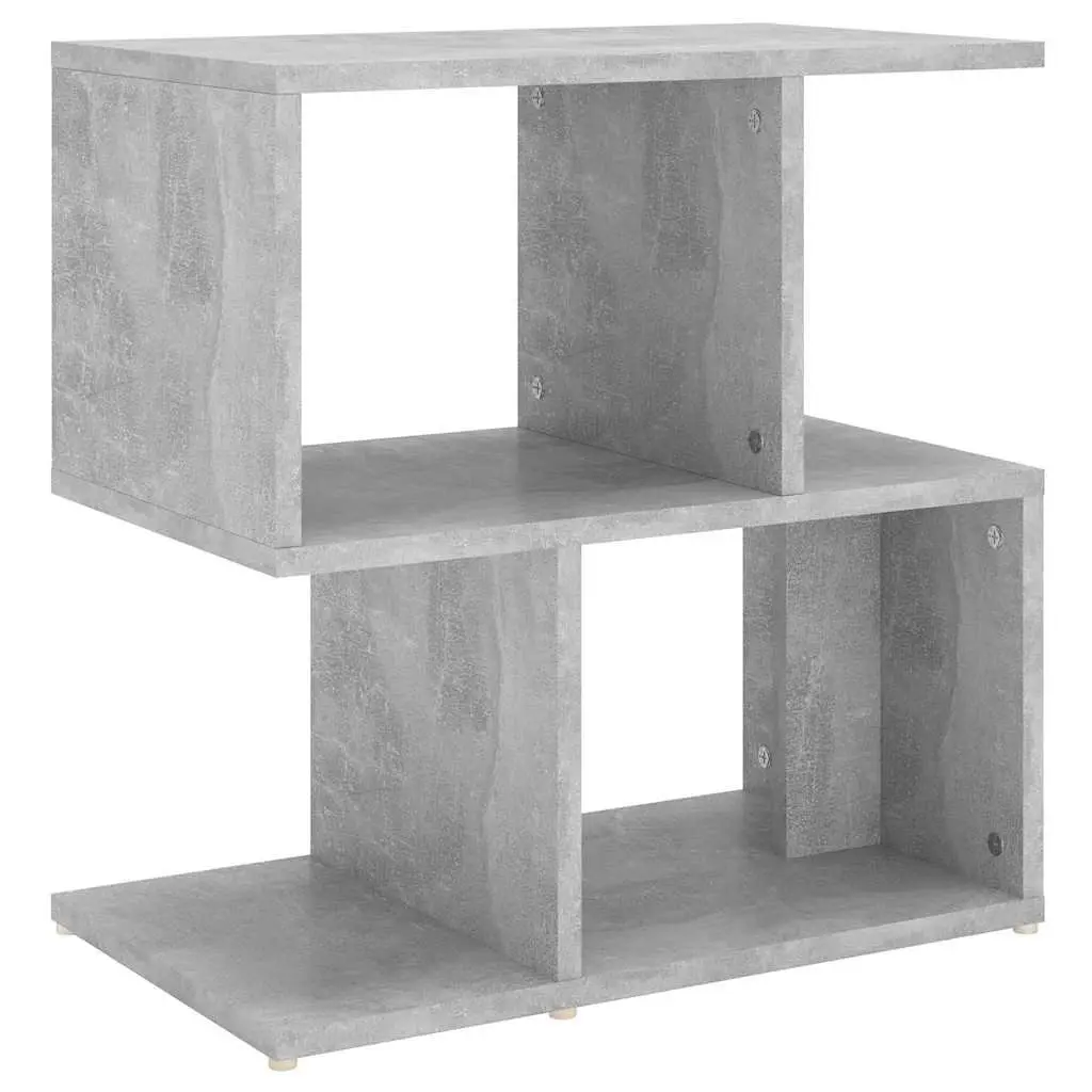 Bedside Table Engineered Wood Grey Open Compartments Storage Nightstand