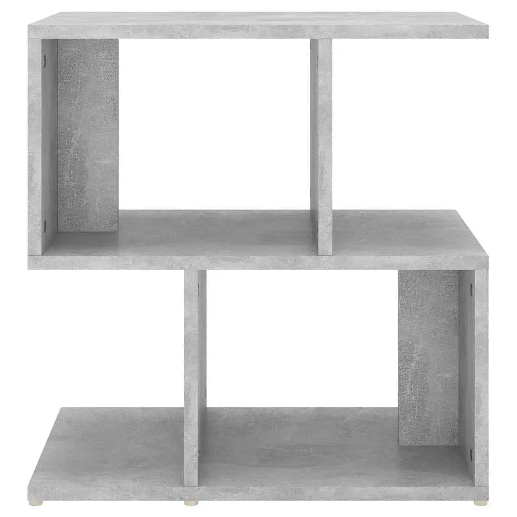 Bedside Table Engineered Wood Grey Open Compartments Storage Nightstand