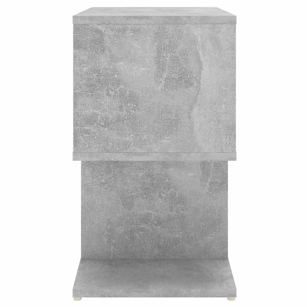 Bedside Table Engineered Wood Grey Open Compartments Storage Nightstand