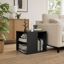 Side Table Grey 50x50x45 cm End Table 3 Shelf Storage Cabinet Accent Furniture