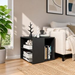 Grey Side Table 50x50x45 cm High Gloss 3 Shelf Storage End Table Cabinet