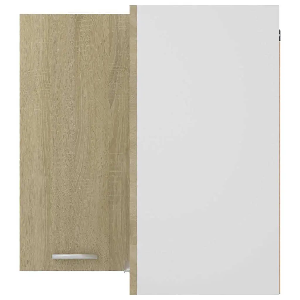 Hanging Corner Kitchen Cabinet Storage with Two Shelves Doors Brown