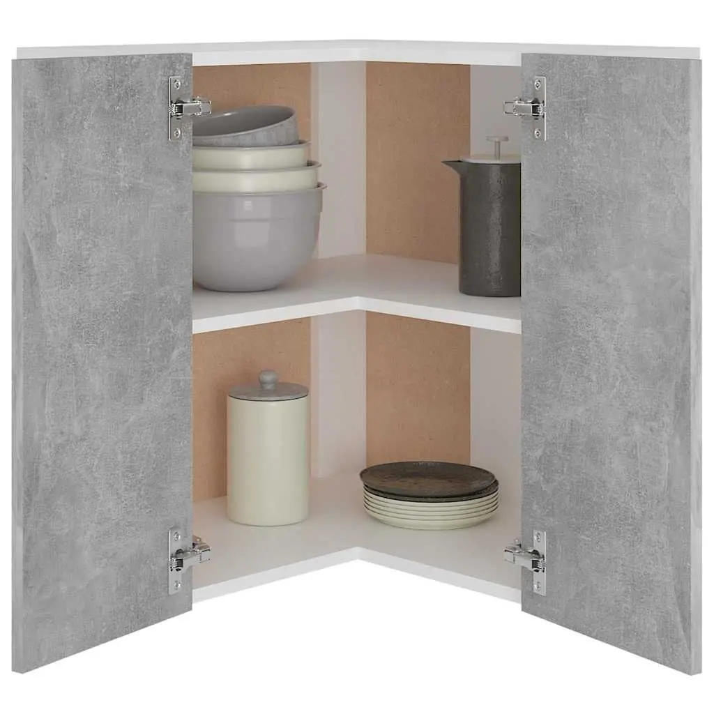 Grey Wall-Mounted Corner Cabinet