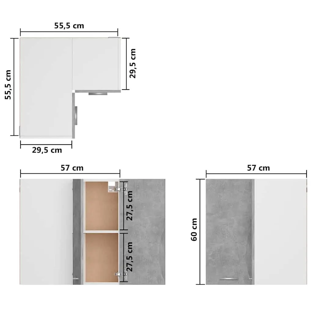 Grey Wall-Mounted Corner Cabinet