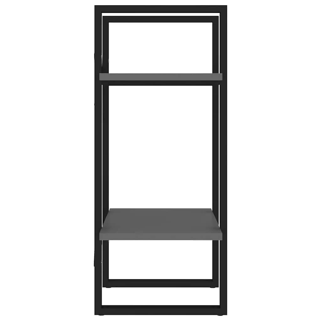 2-Tier Grey Book Cabinet Engineered Wood Storage Shelf Industrial Style 40x30x70cm