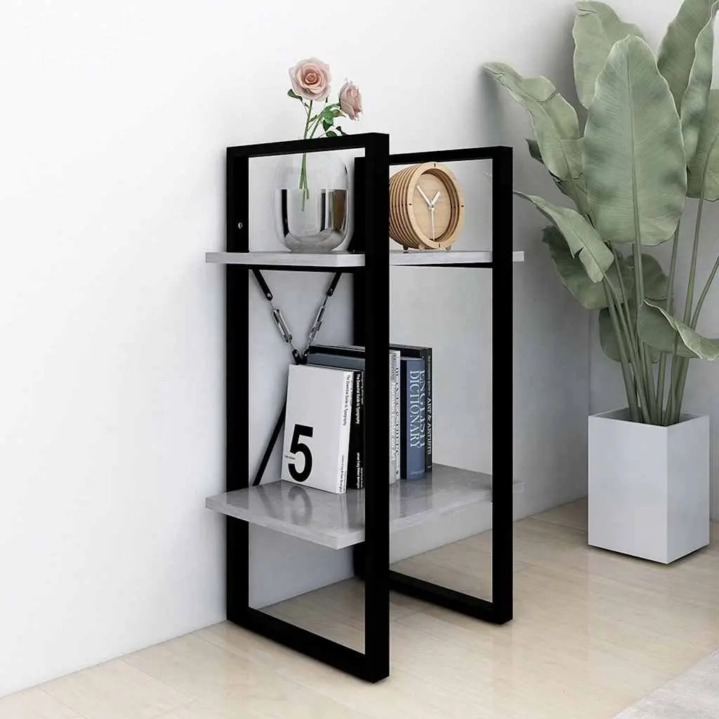 2 Tier Bookshelf Engineered Wood Grey Storage Unit 40x30x70cm