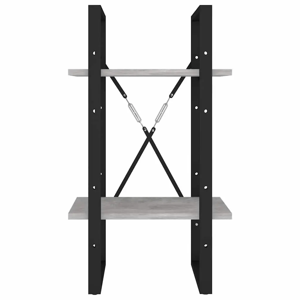 2 Tier Bookshelf Engineered Wood Grey Storage Unit 40x30x70cm
