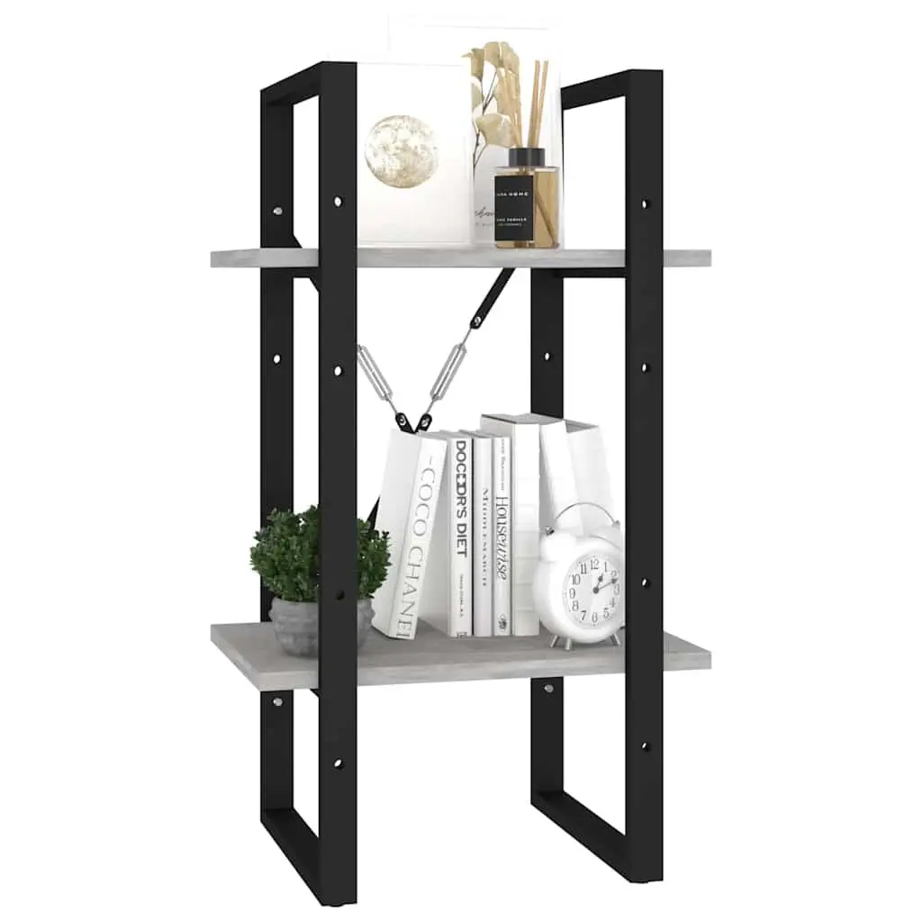 2 Tier Bookshelf Engineered Wood Grey Storage Unit 40x30x70cm