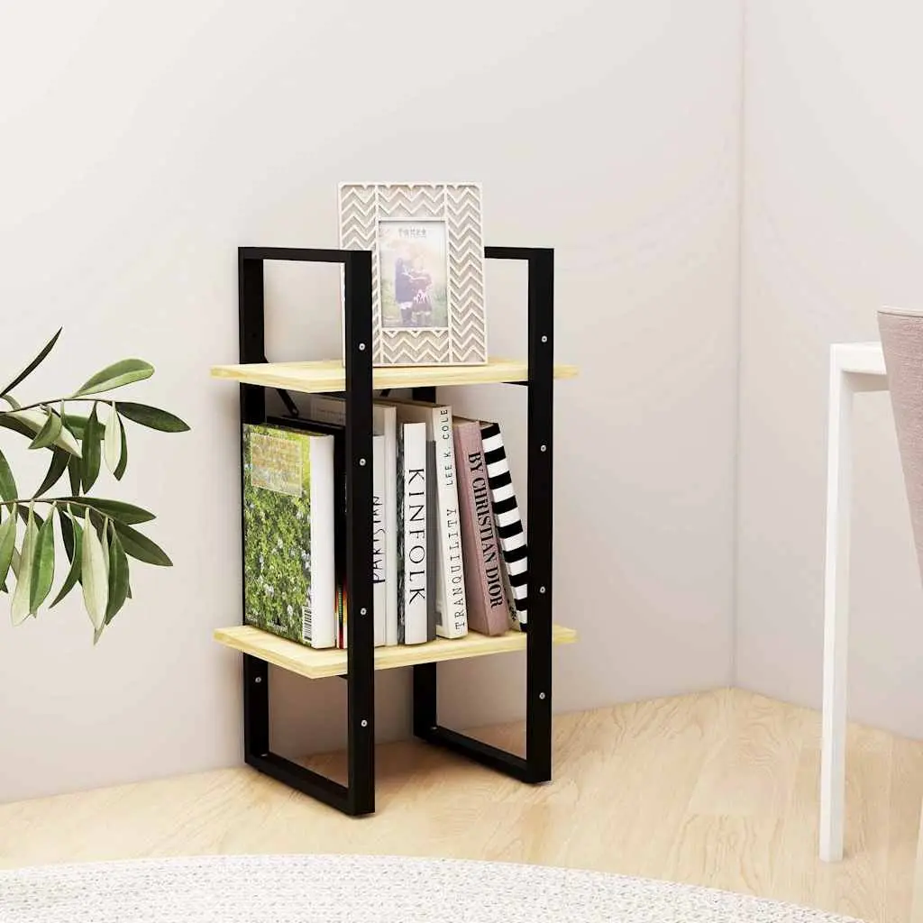 2-Tier Book Cabinet Solid Pine Wood Brown Storage Shelving Unit