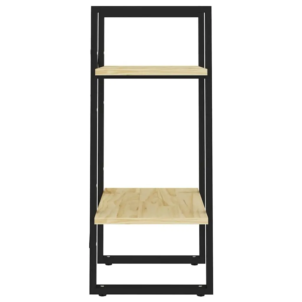 2-Tier Book Cabinet Solid Pine Wood Brown Storage Shelving Unit