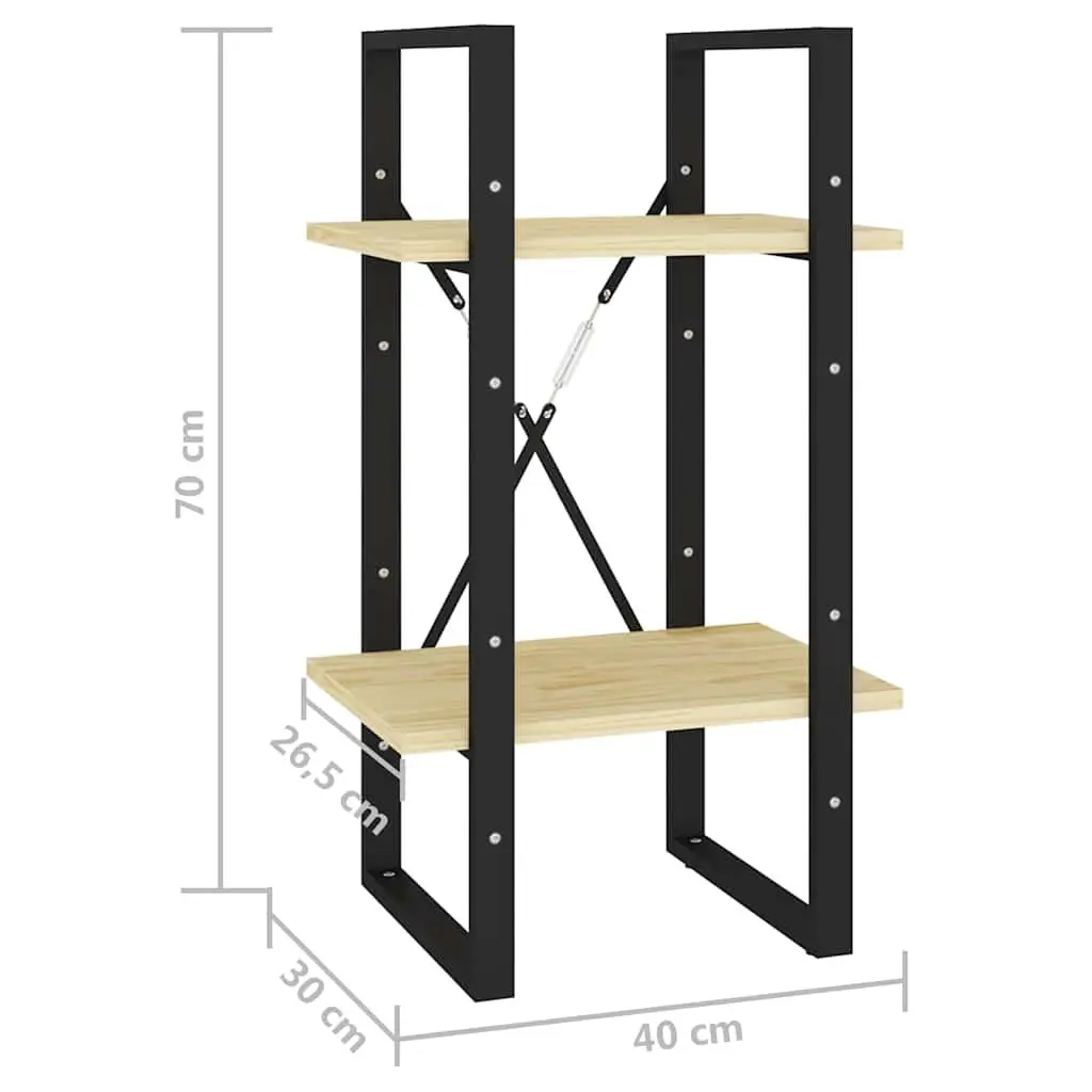 2-Tier Book Cabinet Solid Pine Wood Brown Storage Shelving Unit