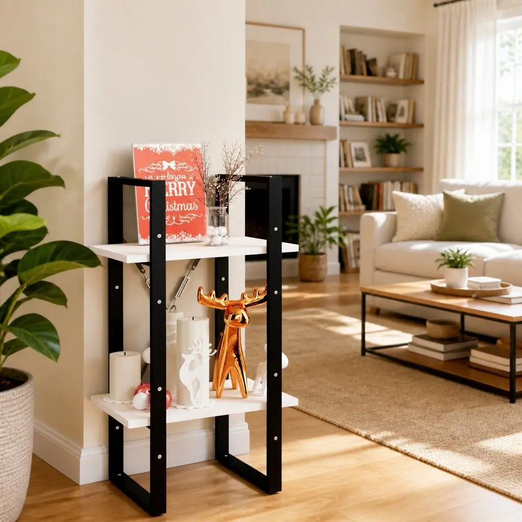 2-Tier Bookshelf Solid Pine Wood White Storage Unit Display Stand
