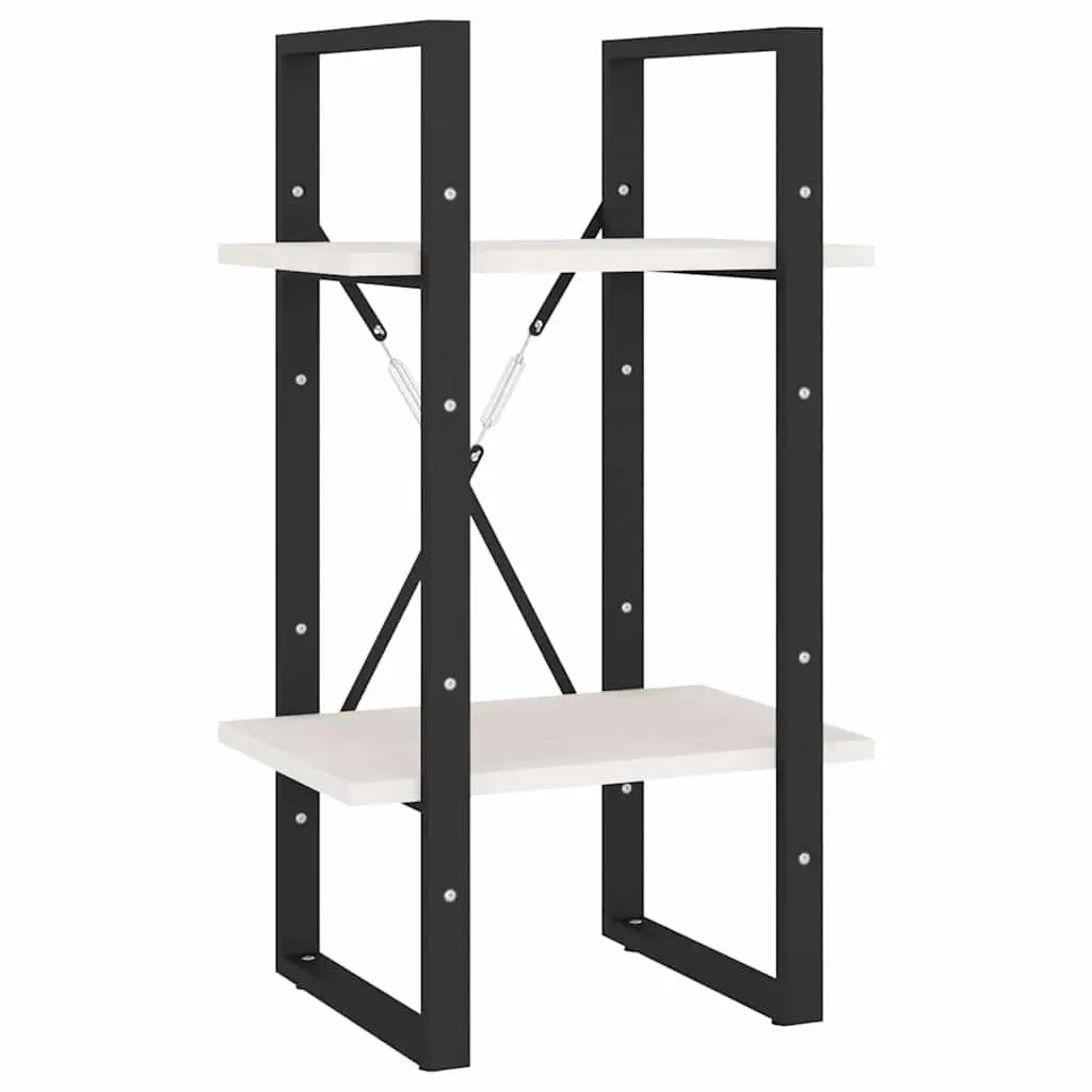 2-Tier Bookshelf Solid Pine Wood White Storage Unit Display Stand