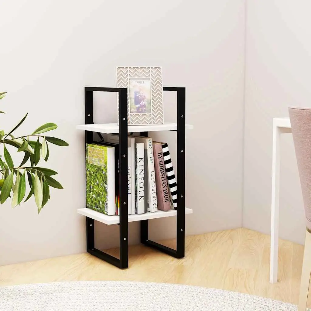 2-Tier Bookshelf Solid Pine Wood White Storage Unit Display Stand