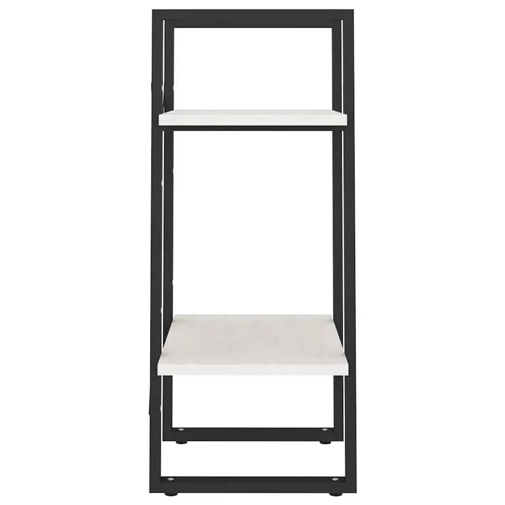 2-Tier Bookshelf Solid Pine Wood White Storage Unit Display Stand