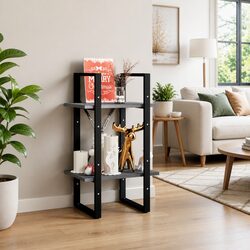 2-Tier Book Cabinet Grey 40x30x70 cm Solid Pine Wood Storage Bookshelf