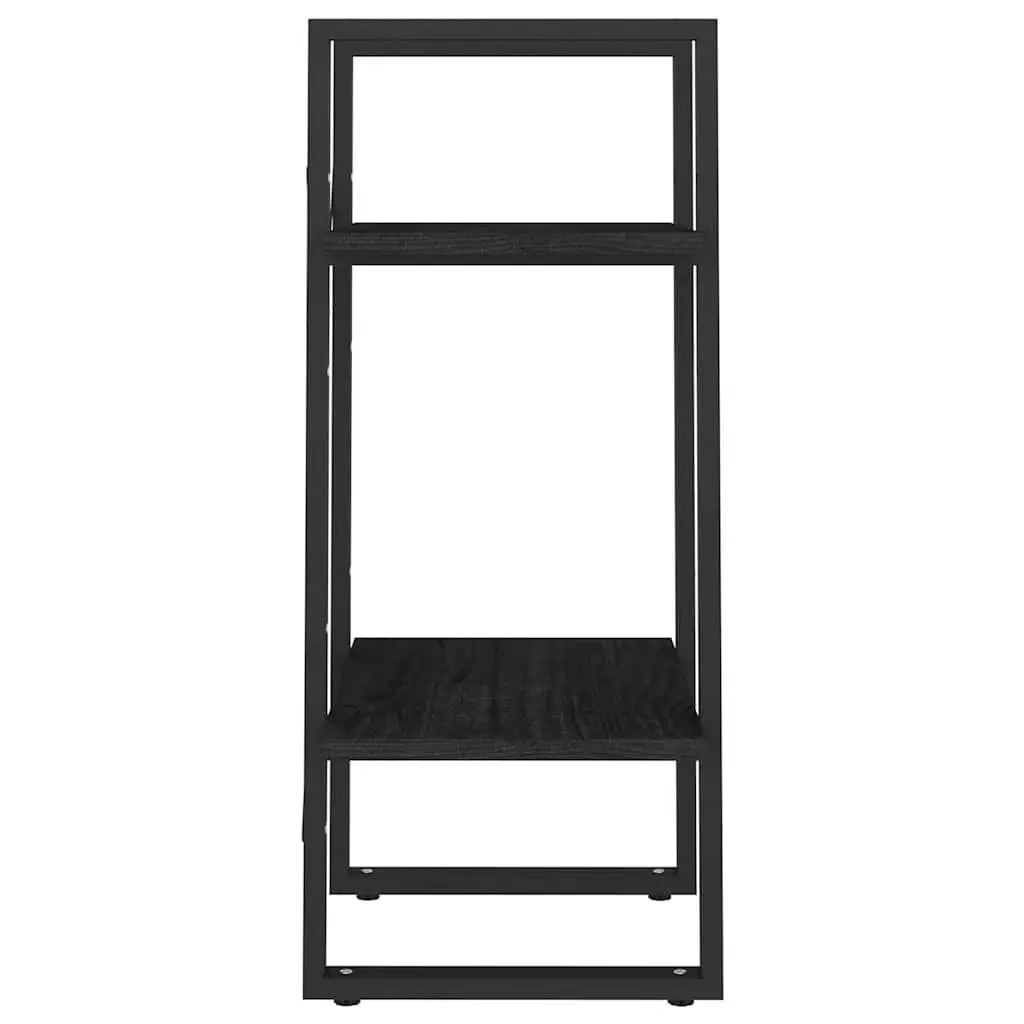 2-Tier Book Cabinet Solid Pine Wood Black Shelving Unit 40 x 30 x 70 cm