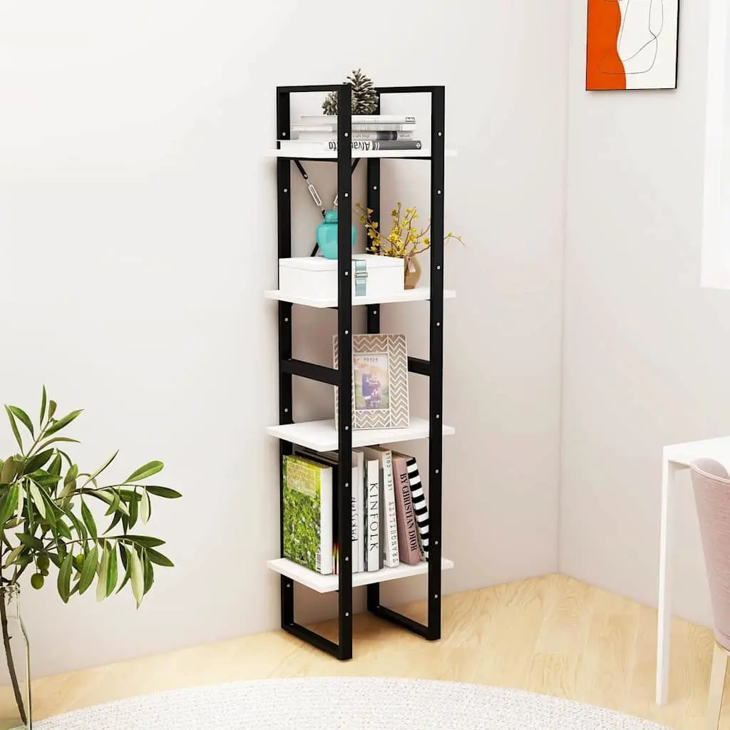 4 Tier Bookshelf White Solid Pine Wood Storage Display Cabinet 40x30x140cm