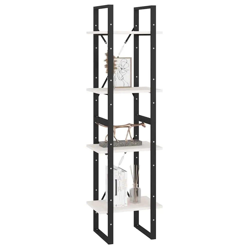 4 Tier Bookshelf White Solid Pine Wood Storage Display Cabinet 40x30x140cm