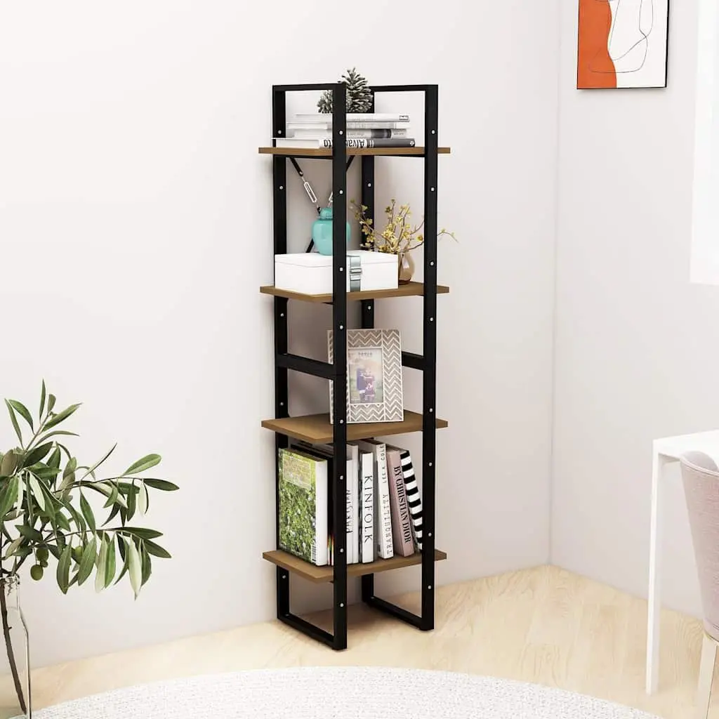 4-Tier Book Cabinet Solid Pine Wood 40x30x140 cm Brown