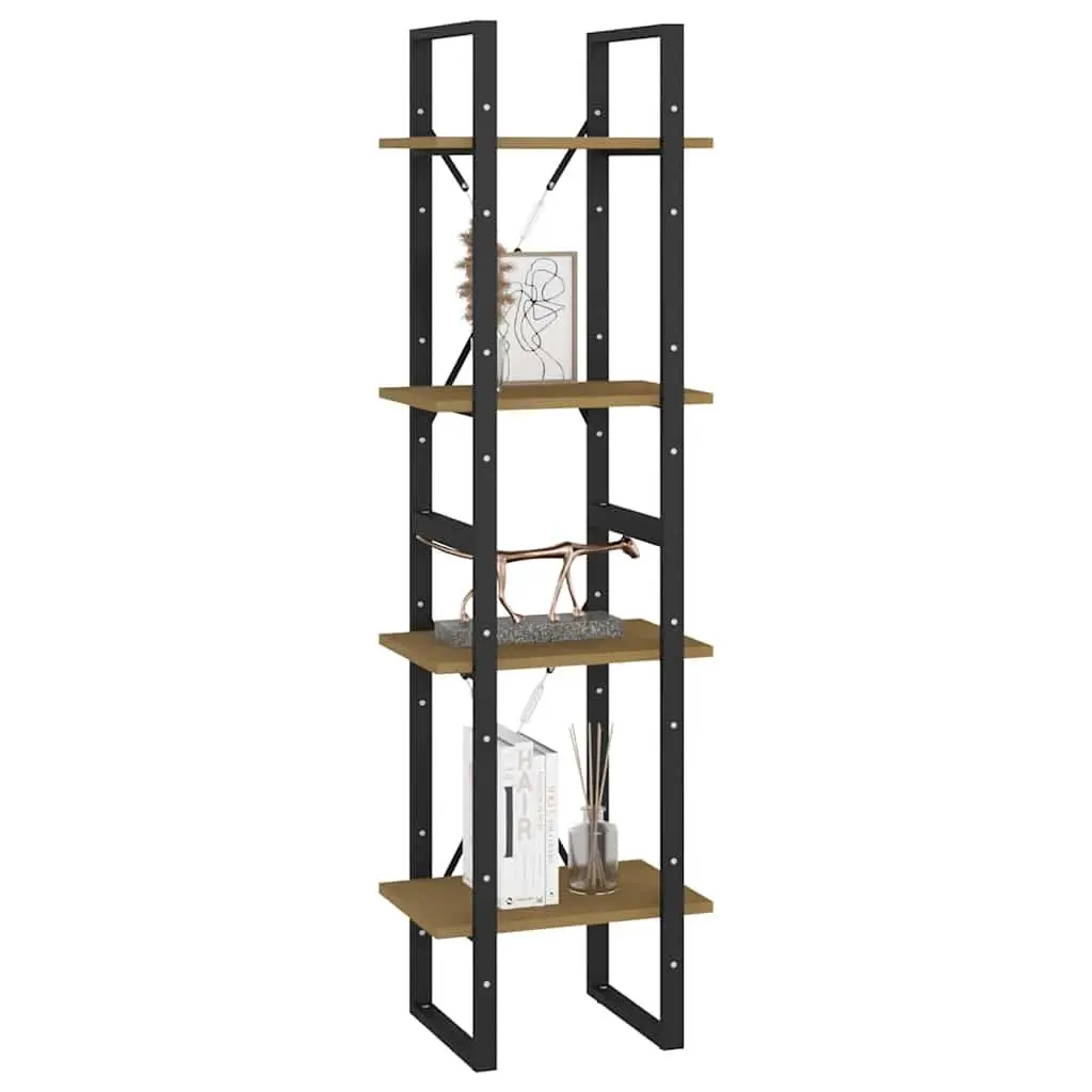 4-Tier Book Cabinet Solid Pine Wood 40x30x140 cm Brown