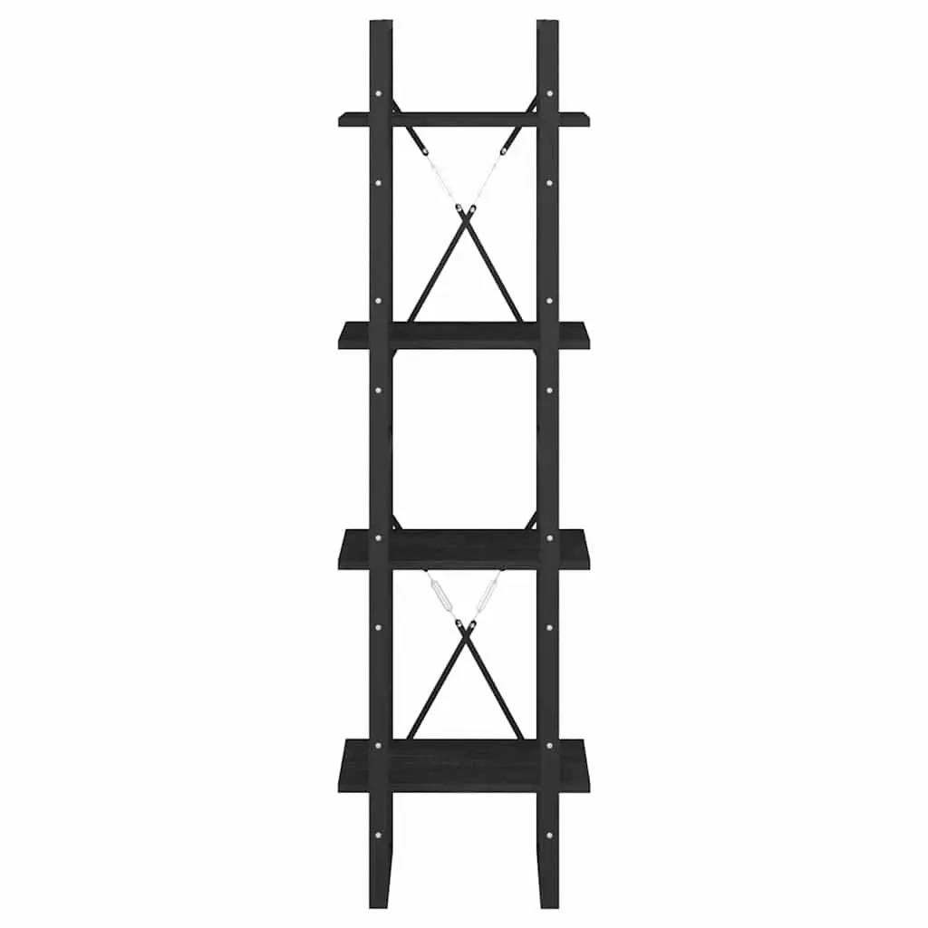 4-Tier Book Cabinet Solid Pine Wood 40x30x140 cm Black Bookshelf Storage