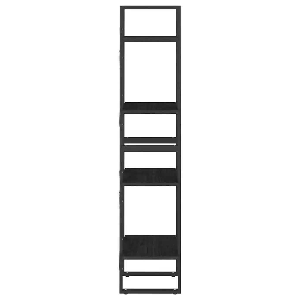 4-Tier Book Cabinet Solid Pine Wood 40x30x140 cm Black Bookshelf Storage