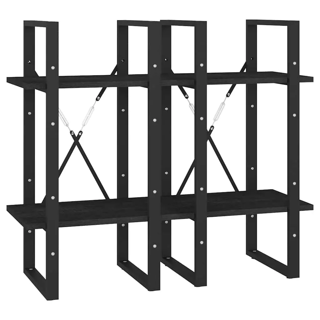 4-Tier Book Cabinet Solid Pine Wood 40x30x140 cm Black Bookshelf Storage
