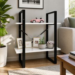 Practical 2-Tier White Storage Shelves for Home