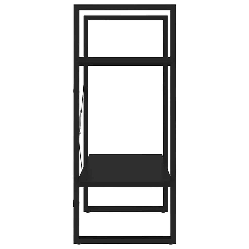2-Tier Book Cabinet Black Engineered Wood Bookshelf Storage Display Shelves