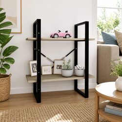2-Tier Book Cabinet Storage Shelving Unit Brown Engineered Wood Standing