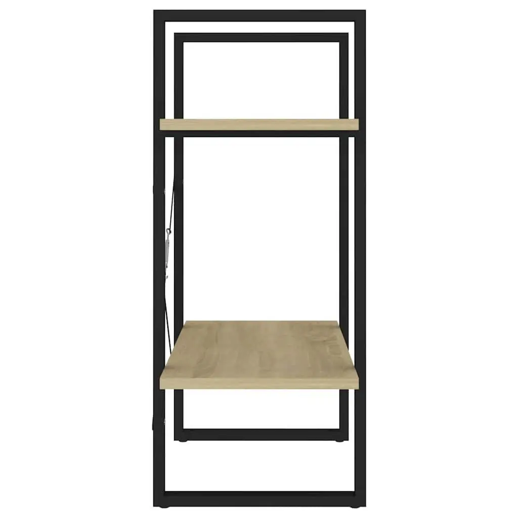 2 Tier Book Cabinet Engineered Wood Brown Storage Unit 60 x 30 x 70 cm